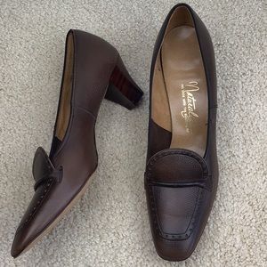 Naturalizer Brown Vegan Leather Heel Loafer 10 AA